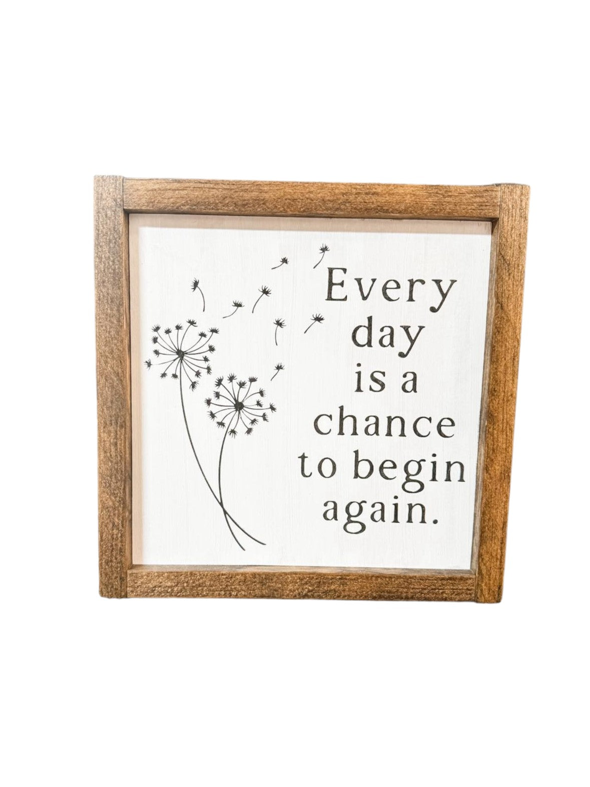 Dandelion art wood sign with inspirational quote for rustic farmhouse decor