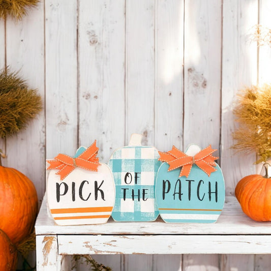 Pick Of The Patch Wood Pumpkin Shelf Sitter