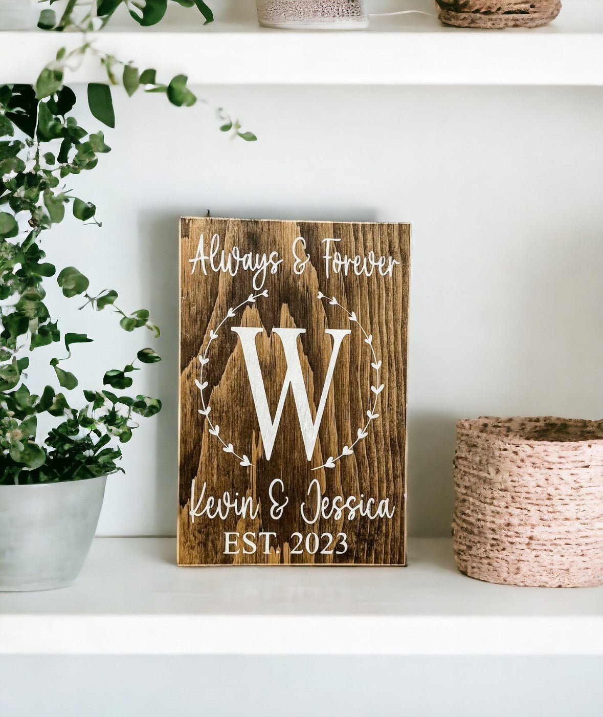 Personalized Always And Forever Wood Block Sign