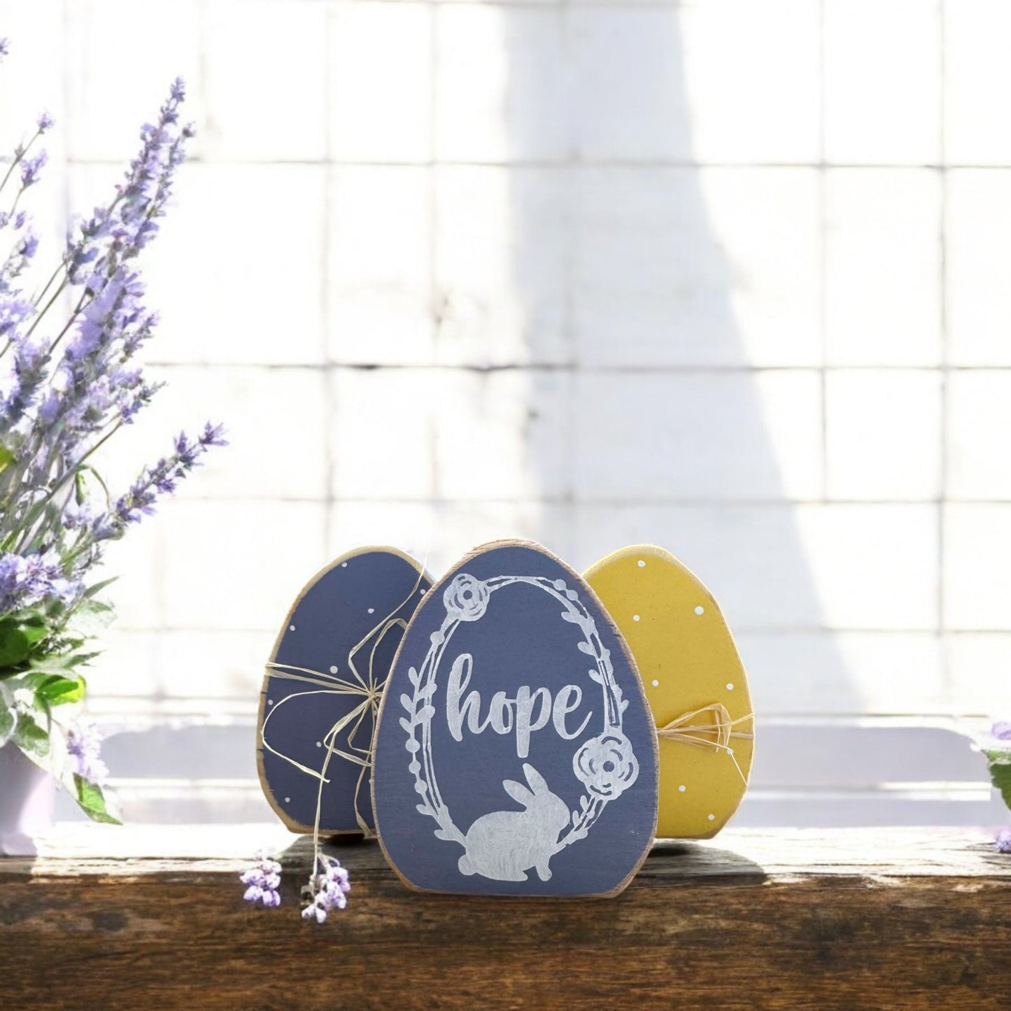 3 pc Wooden Easter Egg Decor