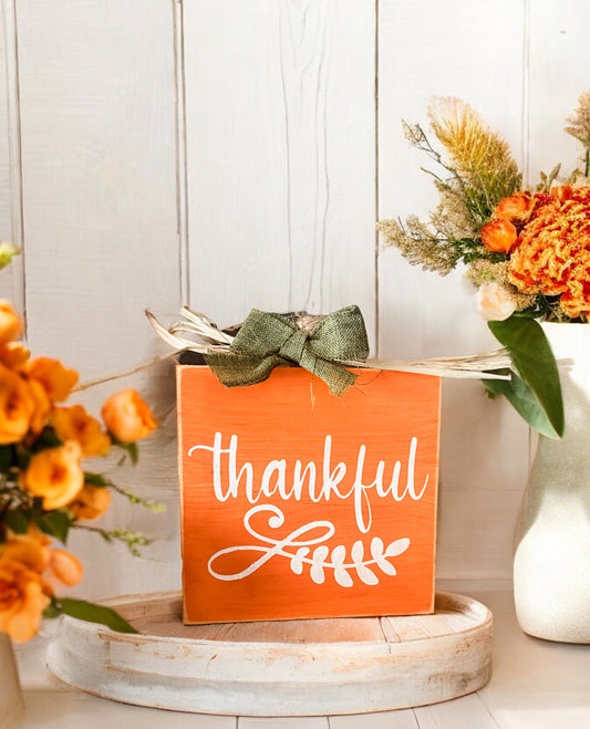 Wood Thankful Thanksgiving Sign